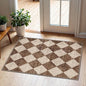 Front Door Rug - 2x3 Brown Beige Non-Slip Washable Doormat Indoor Outdoor Mat Outside Entrance Entry Rug Checkered Diamond Small Area Rugs for Entryway Bedroom Kitchen Front Porch Decor
