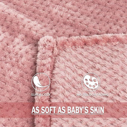 Exclusivo Mezcla Fleece Bed Blanket Twin Size, Super Soft and Warm Blankets for Couch, Sofa and Bed Waffle Textured, Cozy, Fuzzy and Lightweight (Dusty Pink, 90x66 Inches)