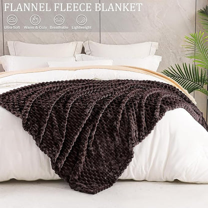 Exclusivo Mezcla Fleece Twin Blanket for Bed, Extra Large Fuzzy Coffee Bed Blankets, Soft Cozy Plush Sofa Throws for All Seasons, 60x80 Inches