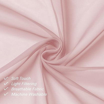 Lecloud Blush Pink Sheer Curtains 78 Inches Long 2 Panels, Modern Airy Voile Solid Curtains, Transparent Aesthetic Windows Decor Drape with Rod Pocket for Bedroom Living Room, Each 42" W x 78" L