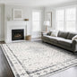 Washable Rugs 8x10 Area Rugs for Living Room,Rugs for Bedroom,Large Carpets,Ultra Soft Faux Wool Retro Dining Room Rug,Non Slip&Non-Shedding Low Pile Vintage Print Rug for Home Office-Grey