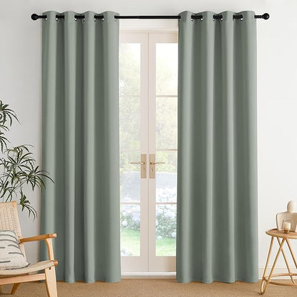 NICETOWN Room Darkening Draperies Curtains Panels, 2 Panels Sage Green W52 x L84