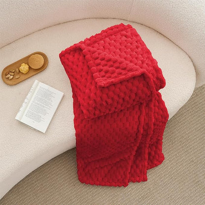 BEDELITE Fleece Throw Blanket for Couch & Bed - 3D Jacquard Decorative Red Blanket, Super Soft and Cozy Warm Fuzzy Blanket All Seasons Suitable, 50x60Inches