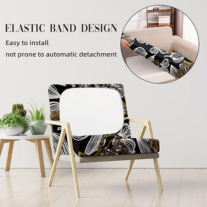 8Pcs Outdoor Cushion Covers, Patio Cushion Covers,Stretch Elastic Slipcovers, Replacement Washable & Reusable Furniture Protector for Patio Couch (Herbal-Pattern,Cover Only)