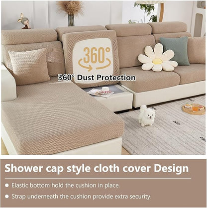 Couch Cushion Covers for Sofa Couch Covers Wear-Resistant Universal Sofa Cover Washable Stretch for Sectional Slipcovers (Texture-Light Coffee,Large Double Seat Cover)