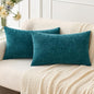 MIULEE Pack of 2 Dark Teal Throw Pillow Covers 12x20 Inch Soft Chenille Lumbar Pillow Covers for Sofa Living Room Couch Solid Dyed Cases