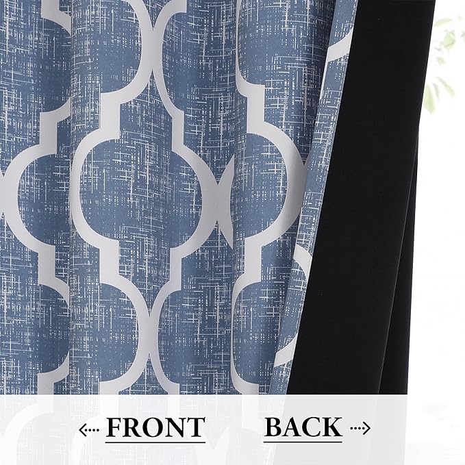 Beauoop Kitchen Cafe Valance Moroccan Tiles Print for Windows Geometric Small Blackout Curtains Room Darkening Rod Pocket Window Treatment for Living Room Bathroom,Blue, 50" W x 18" L, 1 Panel
