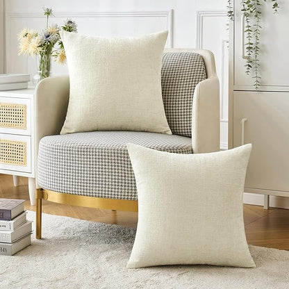 MIULEE Pack of 2 Cream Throw Pillow Covers 18x18 Inch Natural Soft Pillow Covers for Sofa Living Room Spring Home Decor Couch Solid Dyed Cases
