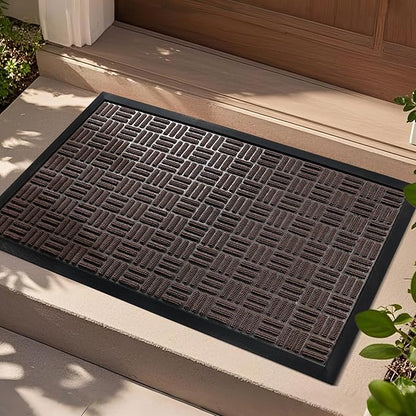 Mibao Front Door Mat, Heavy Duty Durable Welcome Mat for Outdoor Indoor, Dirt Trapper Waterproof Super Absorbent Door Mat for Entryway Outside Patio Porch, 29.5" x 17", Coffee