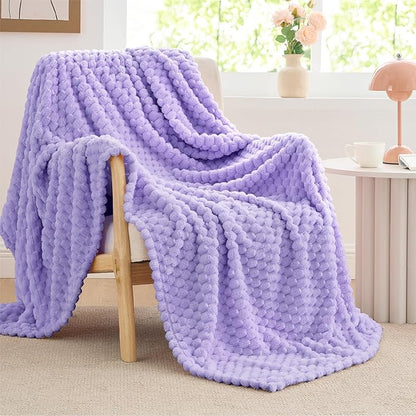 BEDELITE Fleece Blanket - 3D Jacquard Decorative Lavender Throw Blankets for Couch & Bed, Soft and Cozy Warm Plush Fluffy Blanket All Seasons Suitable, 50x70Inches