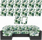 hyha 14Pcs Patio Cushion Covers, Stretch Outdoor Couch Cushion Covers, Washable Outdoor Chair/Sofa Slipcovers for Patio Furniture Cushions Protector with Elastic Bottom(Monstera Deliciosa,Cover Only)
