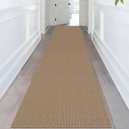 KOZYFLY Extra Long Runners for Hallways 2.6x14 ft Washable Kitchen Runner Non Slip Rubber Backed Hallway Rug Cotton Entryway Runner Rug Floor Carpet for Indoor Hall, Kitchen, Stair, Tan/Orange/Brown