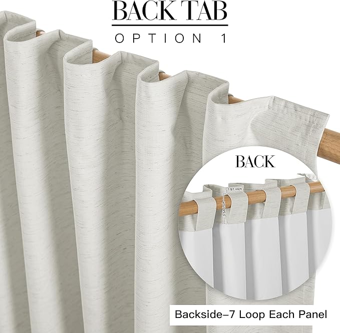 RYB HOME Ivory White 100% Blackout Curtains for Bedroom, Linen Drapes Back Tab&Rod Pocket, Thermal Insulated Privacy Assurd Curtains for Sliding Glass Doors/Dining/Living Room, W52 x L84, 2 Panels