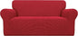 Easy-Going Stretch Oversized Loveseat Slipcover 1-Piece Sofa Cover Furniture Protector Couch Soft with Elastic Bottom for Kids Polyester Spandex Jacquard Fabric Small Checks Christmas Red