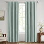 MIULEE 100% Blackout Linen Curtains for Bedroom, Seafoam Green Solid Luxury Decor Thermal Insulation Room Darkening Drapes for Living Room Nursery Back Tab Rod Pocket 42 x 72 Inches, 2 Panels