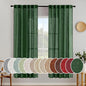 MIULEE Emerald Green Linen Curtains 72 Inch Length for Bedroom Living Room, Soft Thick Linen Textured Window Drapes Semi Sheer Light Filtering Back Tab Rod Pocket Burlap Look Christmas Decor, 2 Panels
