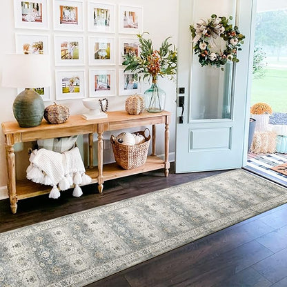 TOPRUUG Washable Runner Rug 2x12 - Hallway Runner Rug Kitchen Rugs and Mats Non Skid Washable Waterproof Carpet Runner for Living Room Bedroom Bathroom (Grey, 2x12)