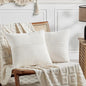 Fancy Homi 2 Packs Cream White Decorative Throw Pillow Covers 22x22 Inch for Living Room Couch Bed, Rustic Farmhouse Boho Home Decor, Soft Corss Corduroy Patchwork Accent Square Cushion Case 55x55 cm