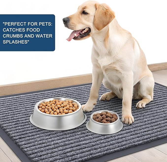 OLANLY Front Door Mat Indoor Outdoor Entrance, Waterproof Heavy Duty Doormat, Fade Resistant, Low Profile, Easy Clean Patio Porch Welcome Floor Mats for Entry, 71x47, Light Gray