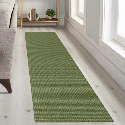 KOZYFLY Runners for Hallways 2x8 ft Washable Kitchen Runner Non Slip Rubber Backed Hall Runners Cotton Entryway Runner Rugs Floor Carpet for Indoor Backdoor Bedroom Kitchen, Bright Green/Earthy Green