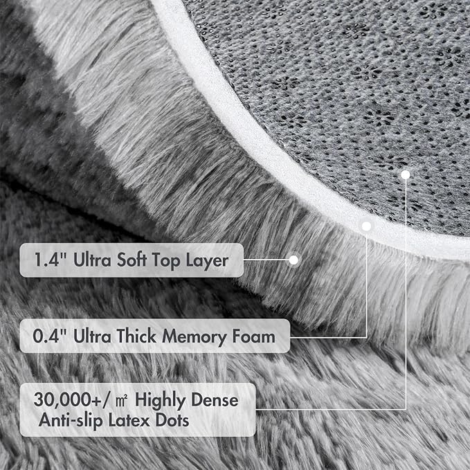 4x6 Ft Shag Rugs for Bedroom Living Room, Tie-Dyed Ultra Soft Fluffy Furry Area Rugs for Indoor Floor, Aesthetic Carpet for Kids Home Decor (Grey)