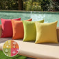 MIULEE Pack of 4 Decorative Outdoor Throw Pillow Covers Linen Waterproof Pillow Covers Farmhouse Cushion Cases for Patio Garden Tent Balcony Couch Sofa 16x16 inch Red/Green