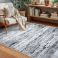 Lansny Modern Abstract Small Area Rug Indoor 3x5 Washable Rug Non-Slip Soft Entryway Rug Black Gray White Kitchen Mats Thin Print Faux Wool Floor Carpet Throw Rugs for Entrance Bedroom Home Decor