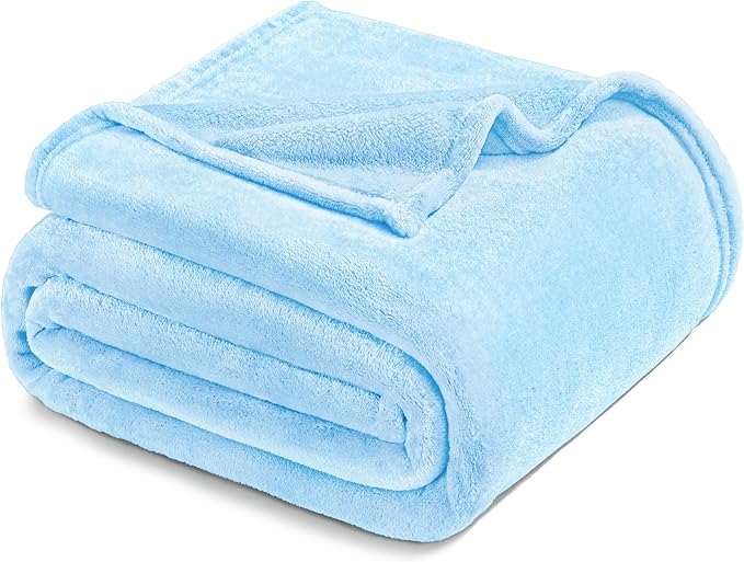 Exclusivo Mezcla Fleece Blanket Twin Size for Bed, Super Soft and Warm, All Season, Cozy, Plush, Lightweight, 60x80 Inches Ice Blue