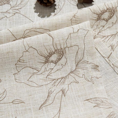 jinchan Floral Linen Curtains for Living Room 63 Inch Length Taupe Flower Curtain Rod Pocket Back Tab Farmhouse Curtains with Printed Floral Bedroom Window Curtain Set, 2 Panels Taupe