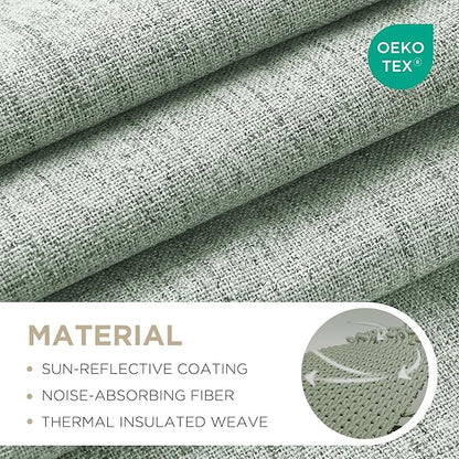 Joydeco Blackout Curtains for Bedroom - 120 Inch Long 100% Light Blocking 2 Panels Sage Green Drapes, Thermal Insulated Room Darkening Curtains, Linen Textured for Living Room, Rod Pocket & Back Tabs
