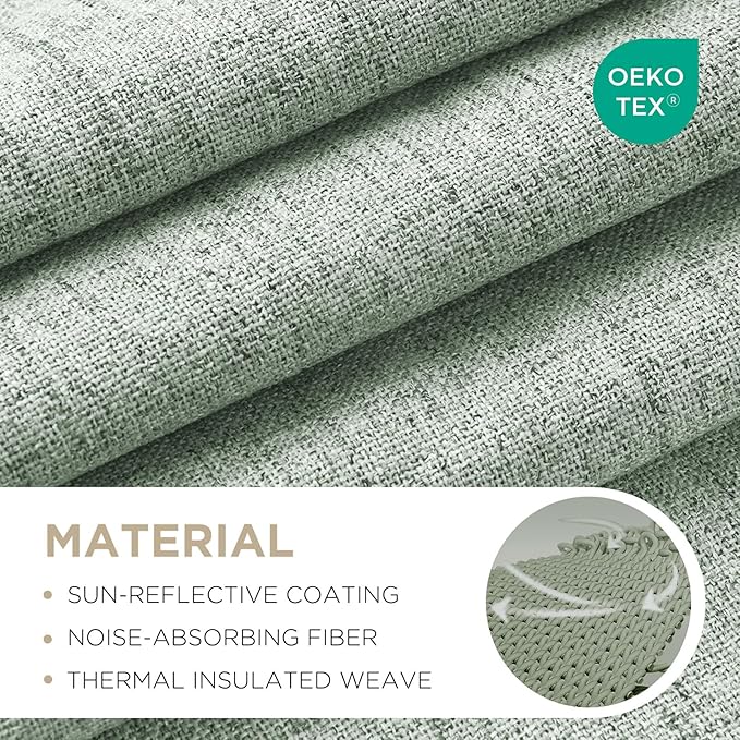 Joydeco Blackout Curtains for Bedroom - 96 Inch Long 100% Light Blocking 2 Panels Sage Green Drapes, Thermal Insulated Room Darkening Curtains, Linen Textured for Living Room, Rod Pocket & Back Tabs