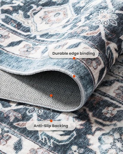 AMADA HOMEFURNISHING 2x6 Washable Runner Rug, Low-Profile Kitchen Rugs with Non-Slip Backing & Durable Edge Binding, Vintage Entryway Runner Rug for Bedroom & Hallway