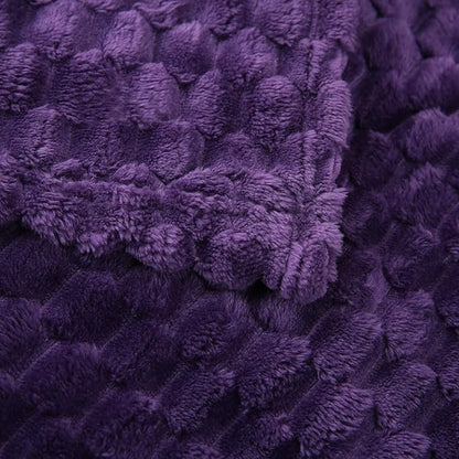 Puncuntex Deep Purple Throw Blanket 60"×80" inches Fuzzy 3D Jacquard Decorative Flannel Fleece Super Soft Plush Cozy Blanket for Couch Sofa Chair Lightweight
