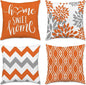 Hexagram Geometric Orange Pillow Covers 18x18 Set of 4, Decorative Outdoor Boho Modern Throw Pillow Covers, Home Sweet Home Farmhouse Cushion Case for Couch Sofa Bedroom Indoor Decor(No Insert)