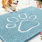 Smiry Dog Door Mat for Muddy Paws, Absorbent Dirt Trapper Non Slip Quick Dry Washable Chenille Mat for Mud Dogs, Entry Rug for Indoor and Outdoor (30x20 Inches, Sky Blue and White)