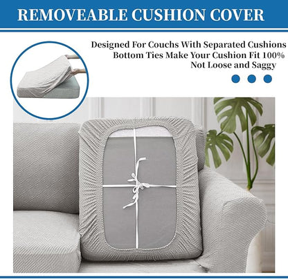 XINEAGE 2026 New 2 Pieces Chair Covers with Arms Super Stretch Chair Slipcover for Living Room Pet Dog Universal Slip Cover Anti Slip Armchair Furniture Protector (Silver Grey), 31"-46"(1 Cushion)