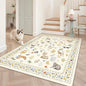 Cat 4x6 Area Rugs, Machine Washable Animal Floral Accent Rug Non-Slip Low Pile Soft Throw Rugs for Entryway Kitchen Bedside Living Room Bedroom Nursery Playroom (4 x 6,Beige)