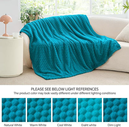 BEDELITE Fleece Throw Blanket for Couch & Bed - 3D Jacquard Decorative Jewel Blue Blanket, Super Soft and Cozy Warm Fuzzy Blanket All Seasons Suitable, 50x60Inches