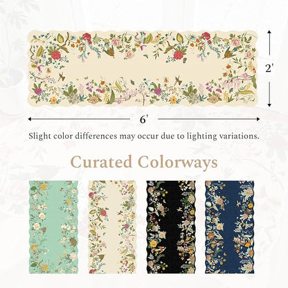 Rugflix 2x6 Runner Rug for Hallway, Washable Kitchen Runner Non Slip, Soft Low Pile Entryway Carpet, Vintage Floral Stain Resistant Long Laundry Room Rugs for Bedroom, Stairs