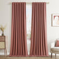 Dusty Rose 100% Blackout Linen Curtains 102 Inch Length 2 Panels Set for Girls Bedroom Back Tab Thermal Insulated Black Out Drapes Room Darkening Farmhouse Style for Bedroom Window Curtains 52x102