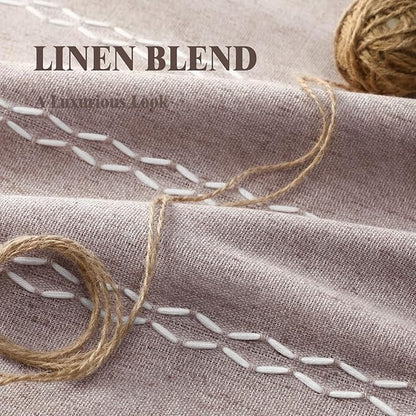 Purple Boho Blackout Curtains 2 Panels 84 Inch for Living Room Bedroom, Purple Linen Texture Farmhouse Curtains with Tassels and White Cotton Embroidery Vintage Rustic Country Western