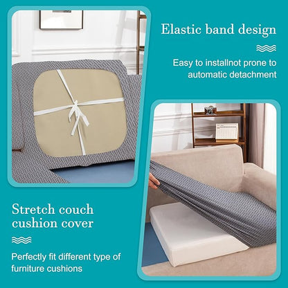 14Pcs Stretch Patio Cushion Covers,Outdoor Couch Covers Replacement,Outdoor Couch & Sofa Slipcovers,for Patio Furniture Cushion Covers,Washable Reusable Furniture Protector (Grey,Cover Only)