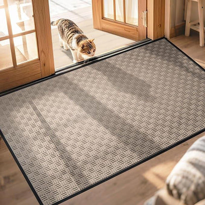 Mibao Front Door Mat, Heavy Duty Durable Welcome Mat for Outdoor Indoor, Dirt Trapper Waterproof Super Absorbent Door Mat for Entryway Outside Patio Porch, 73" x 46", Beige