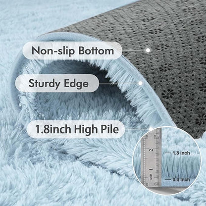 9x12 Ft Extra Large Shag Rugs for Living Room, Ultra Soft Fluffy Furry Area Rugs for Bedroom Indoor Floor, Aesthetic Carpet for Kids Home Decor (Light Blue)