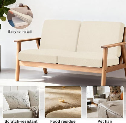4Pcs Patio Stretch Cushion Covers,Outdoor Sofa Replacement Cover Slipcovers for Patio Furniture Cushion Covers, Washable Reusable Furniture Protector
