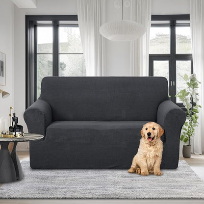 U-NICE HOME Loveseat Cover Stretch Couch Cover Sofa Cover Sofa Slipcover Furniture Protector for 2 Cushion Couch Sofa Pet Friendly(Loveseat, Dark Grey)