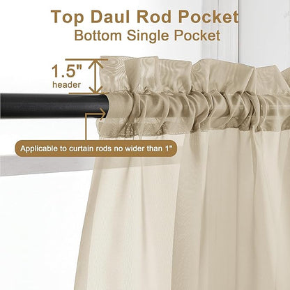 Chyhomenyc Taupe Sheer Curtains 96 inches Long 2 Panels, Light Filtering Soft Airy Solid Elegant Voile Window Treatment Drapes for Bedroom Living Room Wedding Party Decor, 42 Wx96 L, 8FT L