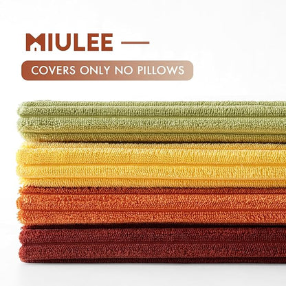 MIULEE Decorative Throw Pillow Covers 18x18 Inch Set of 4, Vibrant Cushion Covers Vintage Retro Home Fall Decor Mix and Match Color Clash Design for Sofa Couch Bed Living Room Yellow Orange Rust