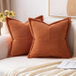 MIULEE Rust Decorative Throw Pillow Covers for Couch Bed Livingroom 20x20 Inch Set of 2 Boho Accent Throw Pllows Broadside Striped Patchwork Soft Corduroy Pillowcases