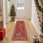 UERMEI Christmas Runner Rug for Hallway: 2x6 Neutral Modern Festive Low Pile Soft Thin Indoor Carpet for Bedroom Kitchen Mat Kids Room Holiday Decor - Red